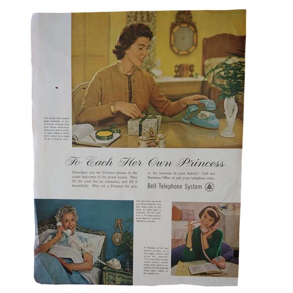 1961 Smiling Women on Phone Bell Princess Rotary Telephone Vtg PRINT AD Ephemer - Picture 10 of 10